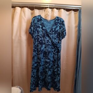 Blue Floral Wrap Dress